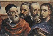 Tizian, Michelangelo, Julije Klovic, and Rafael; portrait by El Greco (detail) (The Minneapolis Institute of Arts)