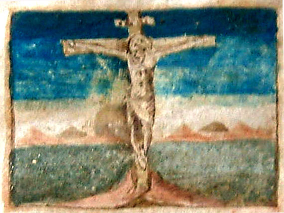 Crucifixion, from Croatian Glagolitic Missal, 15th century