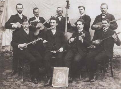 Croatian tamburitzans in Slovenia around 1910