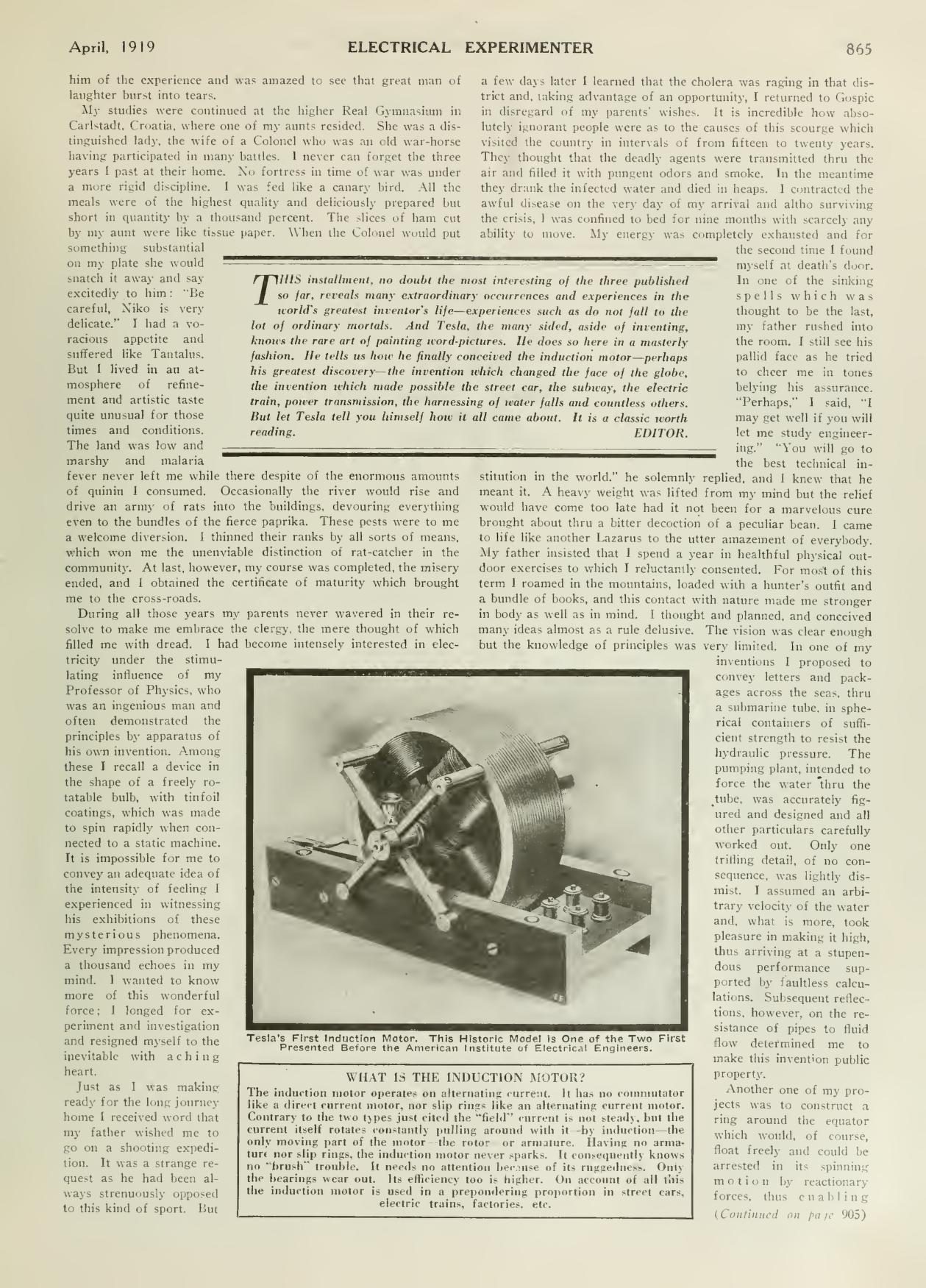 Electrical Experimenter, travanj 1919.